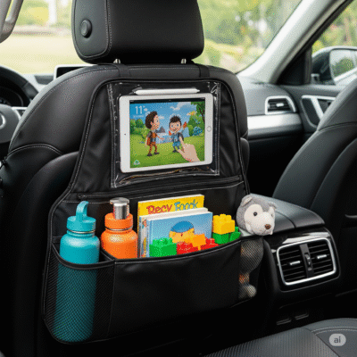 Organizator auto SURDOCA cu suport tabletă și 8 buzunare