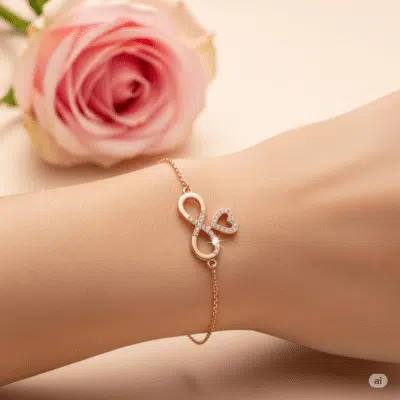 Brățară Infinity cu Inimă – 925 Argint Sterling, Cristale Strălucitoare