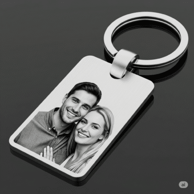 Breloc personalizat cu poză și gravură text