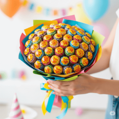 Chupa Chups Buchet de Lollipops – 19 Acadele în 6 Arome, Cadou Dulce și Colorat